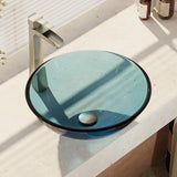 Glass Vessel Sink in Crystal with R9-7007 Faucet and Pop-Up Drain in Chrome - Super Arbor