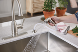 Moen Noell Single-Handle Standard Kitchen Faucet with Side Sprayer in Spot Resist Stainless