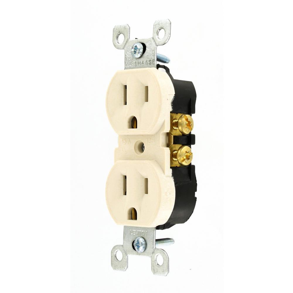 15 Amp Residential Grade Grounding Duplex Outlet, Light Almond - Super Arbor
