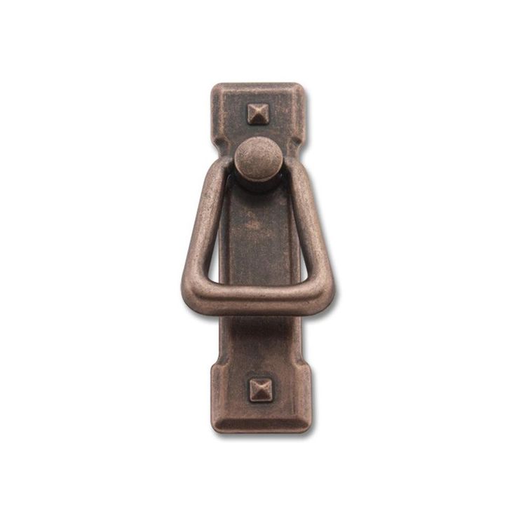 2-7/32 in. Center-to-Center Antique Copper Cast Metal Drop Drawer Pull