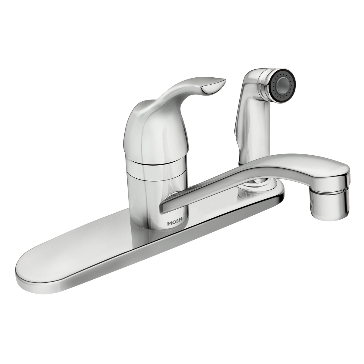 Moen Adler Single-Handle Low Arc Standard Kitchen Faucet with Side Sprayer in Chrome