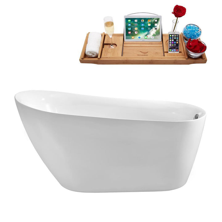 59.1 in. Acrylic Flatbottom Non-Whirlpool Bathtub in Glossy White - Super Arbor