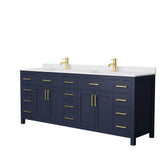 Beckett 72 in. W x 22 in. D Double Bath Vanity in Dark Gray with Cultured Marble Vanity Top in Carrara with White Basins - Super Arbor