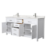 Beckett 72 in. W x 22 in. D Double Bath Vanity in White with Cultured Marble Vanity Top in Carrara with White Basins - Super Arbor