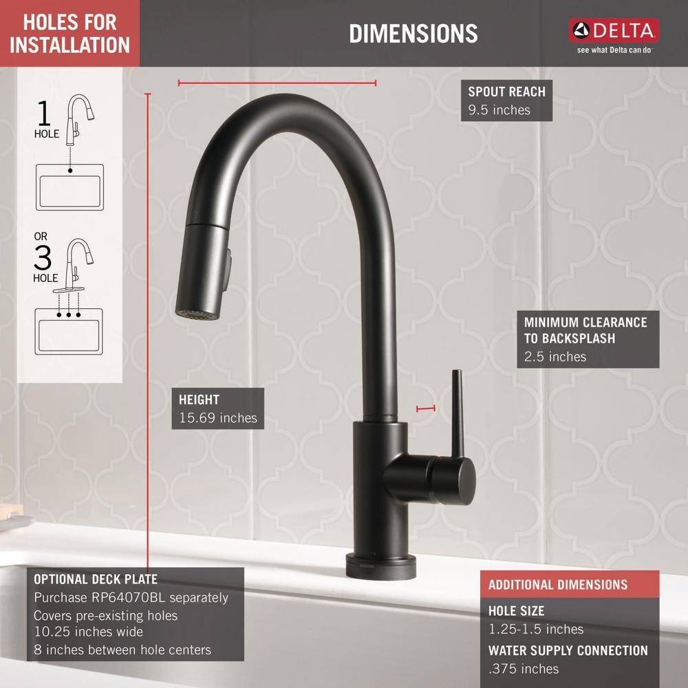 Trinsic Single-Handle Pull-Down Sprayer Kitchen Faucet with Touch2O Technology in Matte Black - Super Arbor