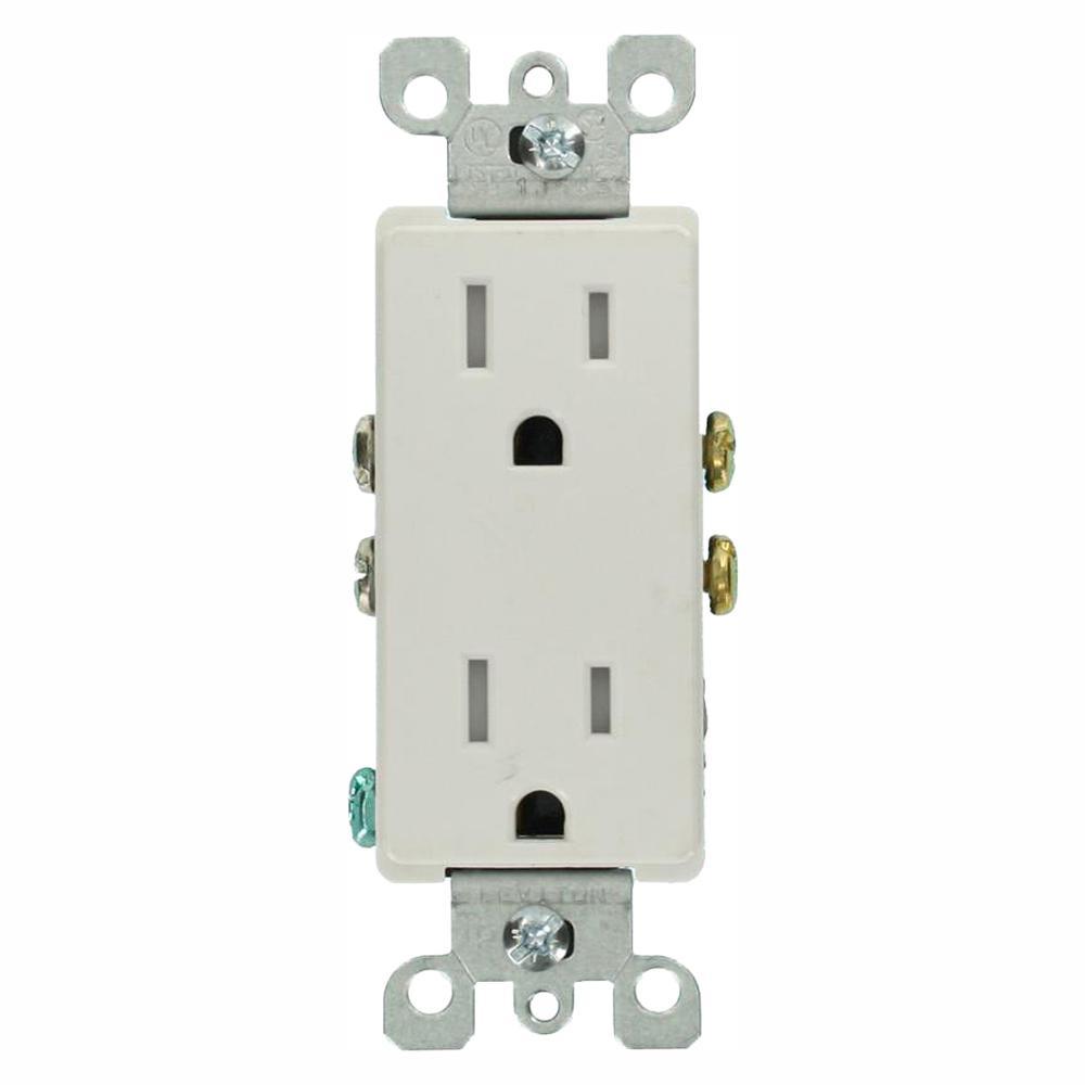 Decora 15 Amp Tamper-Resistant Duplex Outlet, White (10-Pack) - Super Arbor