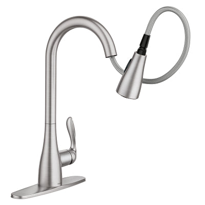 Moen Georgene Spot Resist Stainless 1-Handle Pull-Down Kitchen Faucet, Deck Mount with Deck Plate Included
