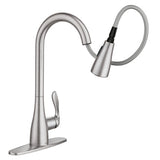 Moen Georgene Spot Resist Stainless 1-Handle Pull-Down Kitchen Faucet, Deck Mount with Deck Plate Included