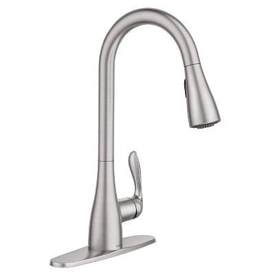 Moen Georgene Spot Resist Stainless 1-Handle Pull-Down Kitchen Faucet, Deck Mount with Deck Plate Included