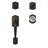 Custom Camelot Aged Bronze Single Cylinder Door Handleset with Hobson Glass Door Knob with Camelot Trim - Super Arbor