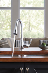 Moen Kaden Single-Handle Pull-Down Sprayer Kitchen Faucet with Reflex, Power Clean and Soap Dispenser in Chrome