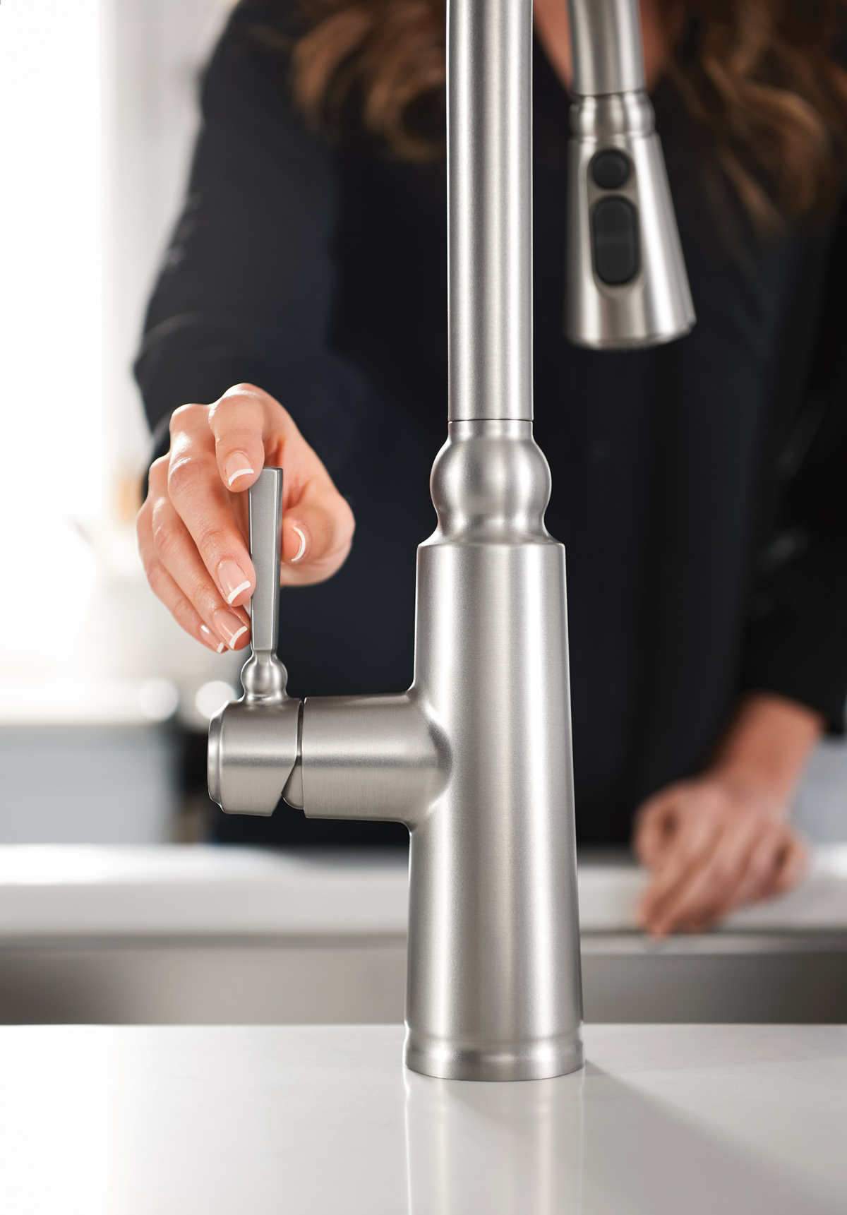 Moen Coretta Single-Handle Pull-Down Sprayer Kitchen Faucet with Reflex and Power Boost, Mediterranean Bronze