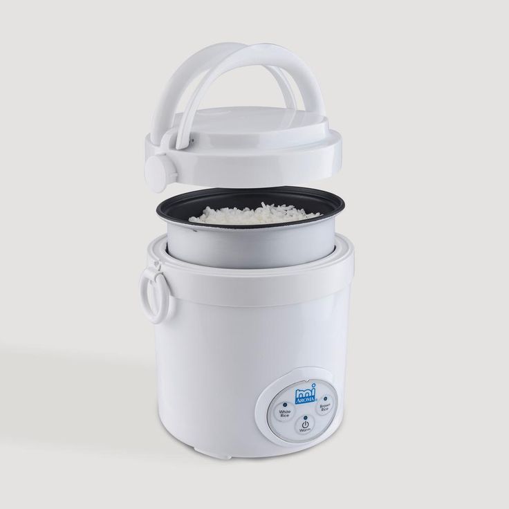3-Cup White Mini Rice Cooker with Non-Stick Cooking Pot