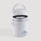 3-Cup White Mini Rice Cooker with Non-Stick Cooking Pot