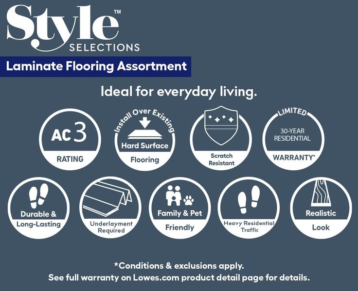 Style Selections Tavern Oak 7.59-in W x 4.23-ft L Embossed Wood Plank Laminate Flooring