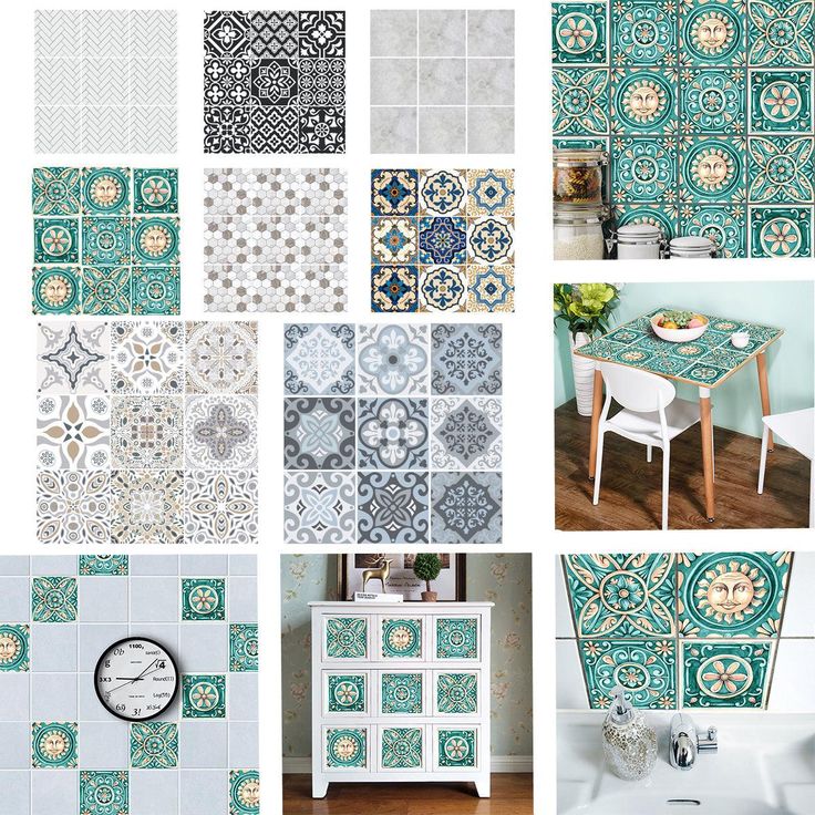 Goory 10 Pcs Moroccan Style Tile Sticker Backsplash Peel & Stick Kitchen Tile Decal, 8x8 Inches.