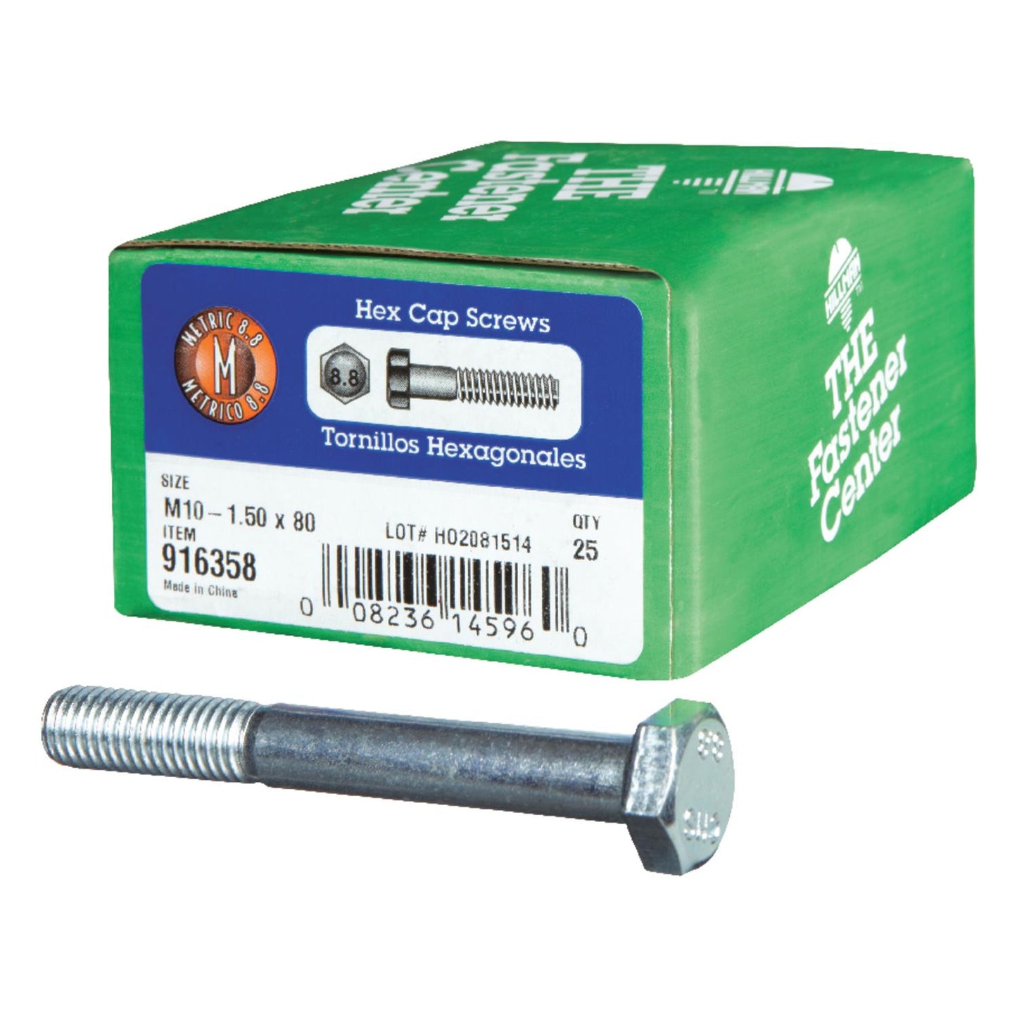 Hillman M10-1.50 x 80 mm Heat-Treated Steel Hex Head Cap Screw, 25-Pack