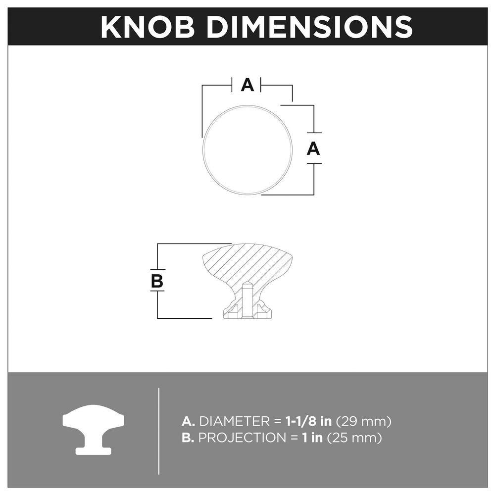 1-1/8 in. (29 mm) Champagne Bronze Flat Top Round Cabinet Knob (10-Pack) - Super Arbor