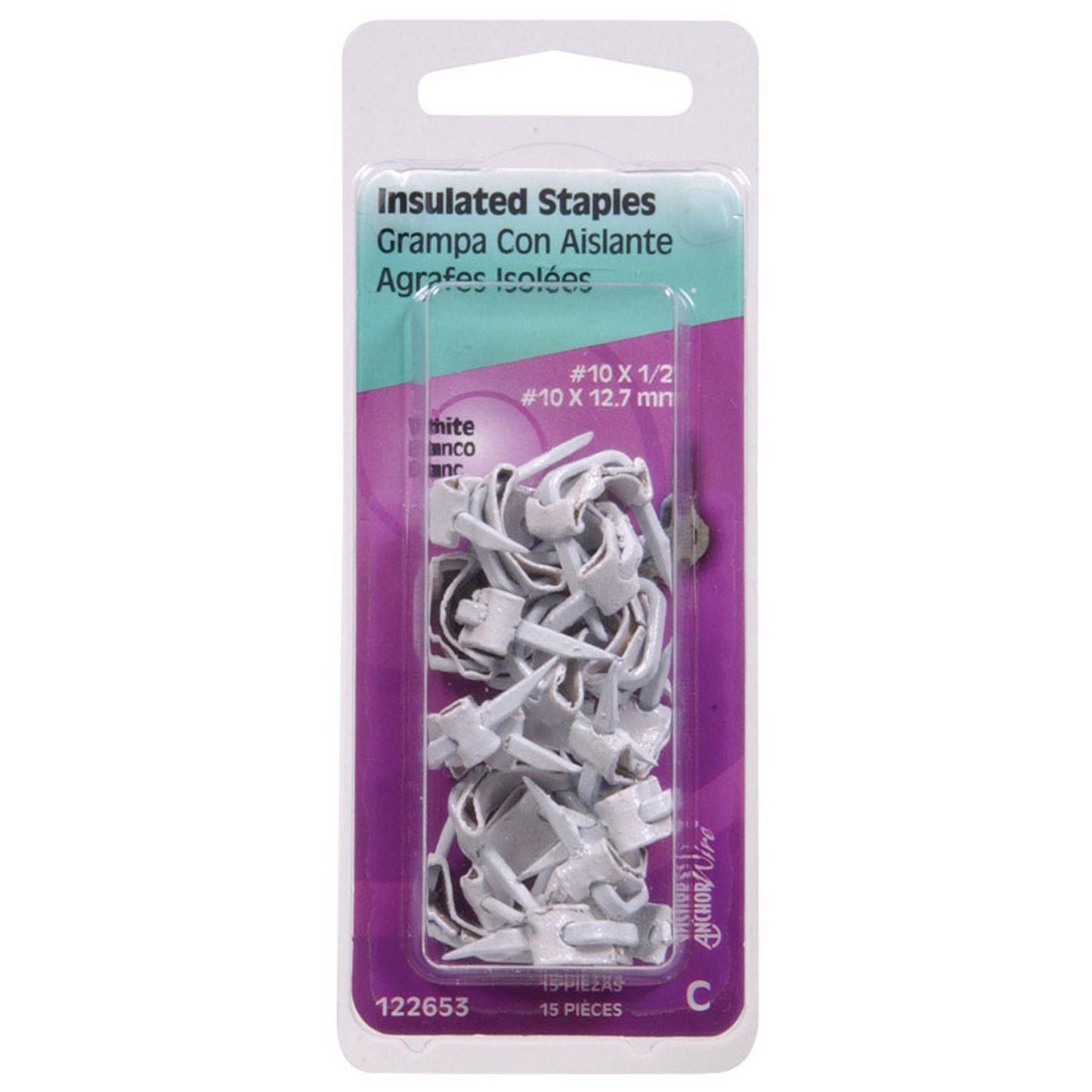 Hillman No. 10 x 1/2 in. W x 1/2 in. L White Steel Insulated Wire Staples, 10 Gauge, 15-Pack