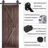10 ft. /120 in. Frosted Black Sliding Barn Door Track and Hardware Kit for Double Doors with Non-Routed Floor Guide - Super Arbor