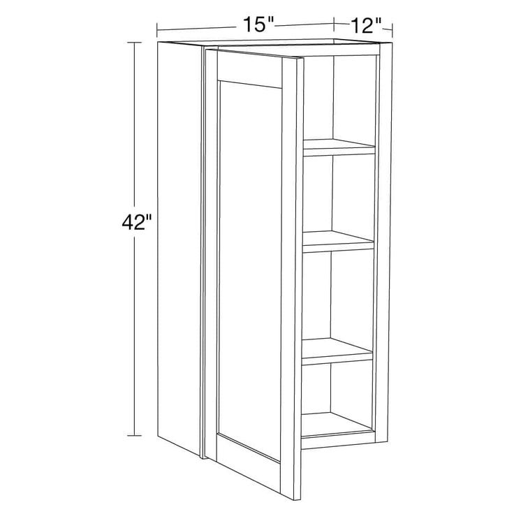 Home Decorators Collection Washington Vesper White Plywood Shaker Assembled Wall Kitchen Cabinet Soft Close Left 15 in W x 12 in D x 42 in H