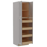 Home Decorators Collection Grayson 24 in. W x 24 in. D x 84 in. H Assembled Plywood Pantry Kitchen Cabinet in Pearl Gray with 4ROT Soft Close