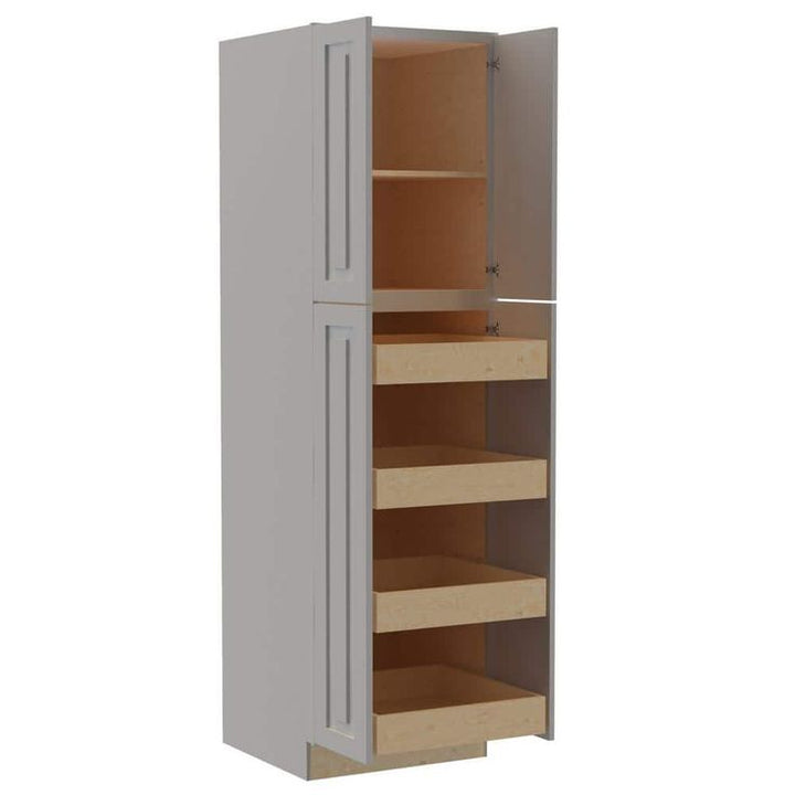 Home Decorators Collection Grayson 24 in. W x 24 in. D x 84 in. H Assembled Plywood Pantry Kitchen Cabinet in Pearl Gray with 4ROT Soft Close