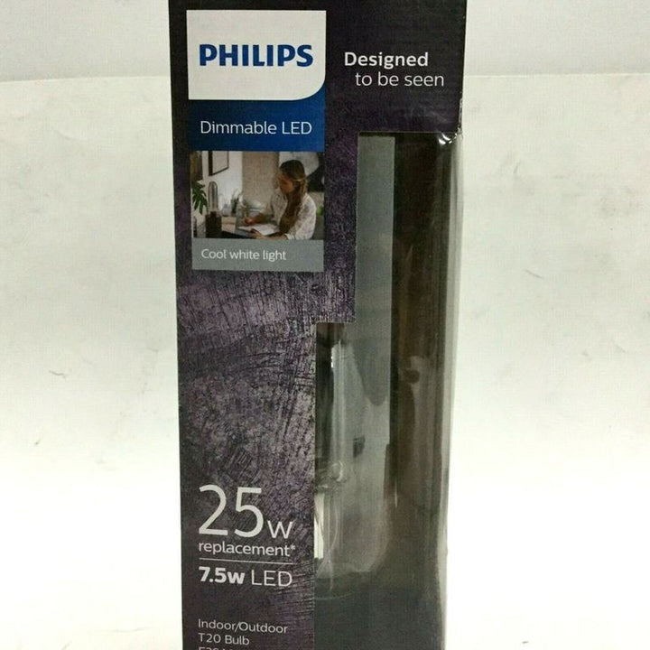 Philips 25-Watt Equivalent T20 Dimmable Modern Glass Edison LED Large Light Bulb Cool White (4000K)