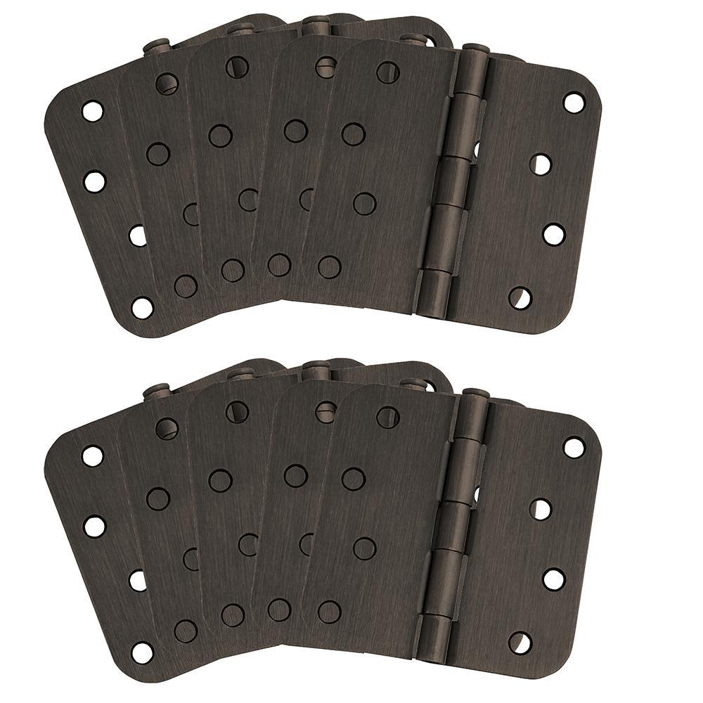 4 in. x 5/8 in. Radius Satin Nickel Door Hinge Value Pack (3 per Pack) - Super Arbor