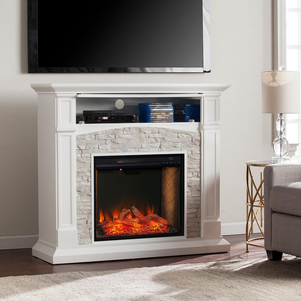 Ernesto Alexa-Enabled 45.75 in. Electric Smart Fireplace in White - Super Arbor