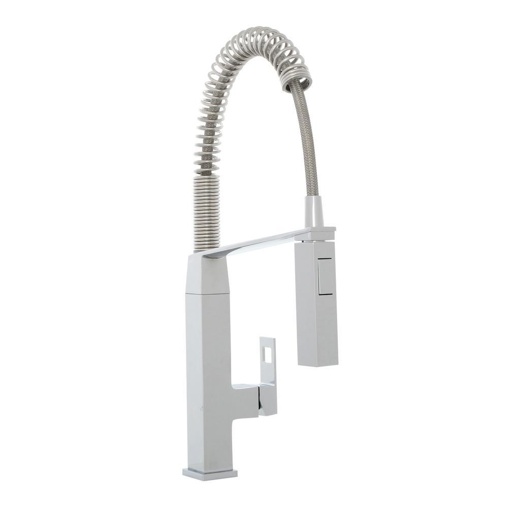 Eurocube Single-Handle Pull-Down Sprayer Kitchen Faucet in StarLight Chrome - Super Arbor