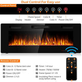 Electric Remote Control 5000 BTU 50 in. Wall Electric Fireplace in Black - Super Arbor