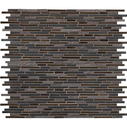MSI Titan Interlocking 12 in. x 12 in. x 8 mm Textured Porcelain and Stone Mesh Mounted Mosaic Tile (1 sq. ft.)