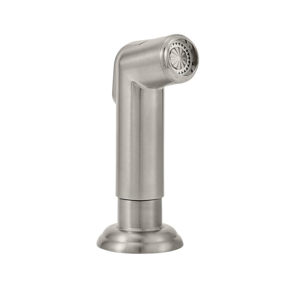 Builders 2-Handle Standard Kitchen Faucet with Sprayer in Stainless Steel - Super Arbor