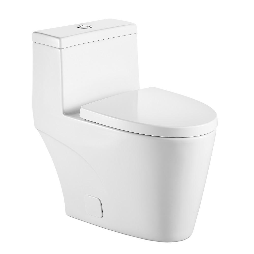1-Piece 1.28 GPF Dual Flush High Efficiency Elongated Toilet in White, Seat Included - Super Arbor