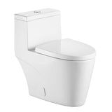 1-Piece 1.28 GPF Dual Flush High Efficiency Elongated Toilet in White, Seat Included - Super Arbor