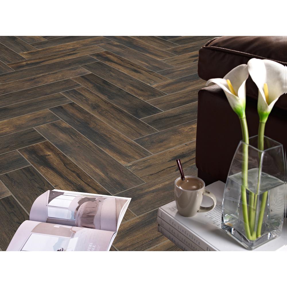 Smoked Hickory 8 in. x 36 in. Porcelain Floor and Wall Tile (122.4 sq. ft./Pack) - Super Arbor