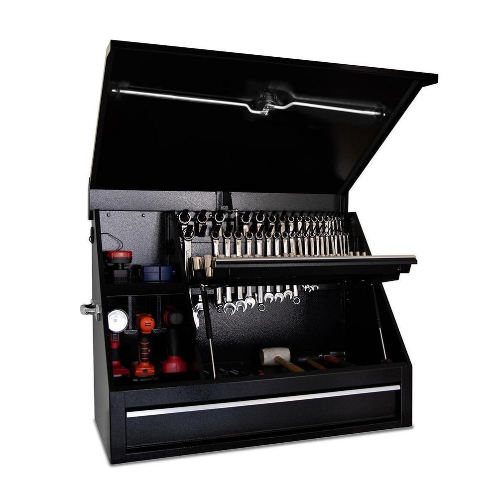 36 in. 1-Drawer Black Steel Portable Shop Tool Box with Cylinder Lock - Super Arbor
