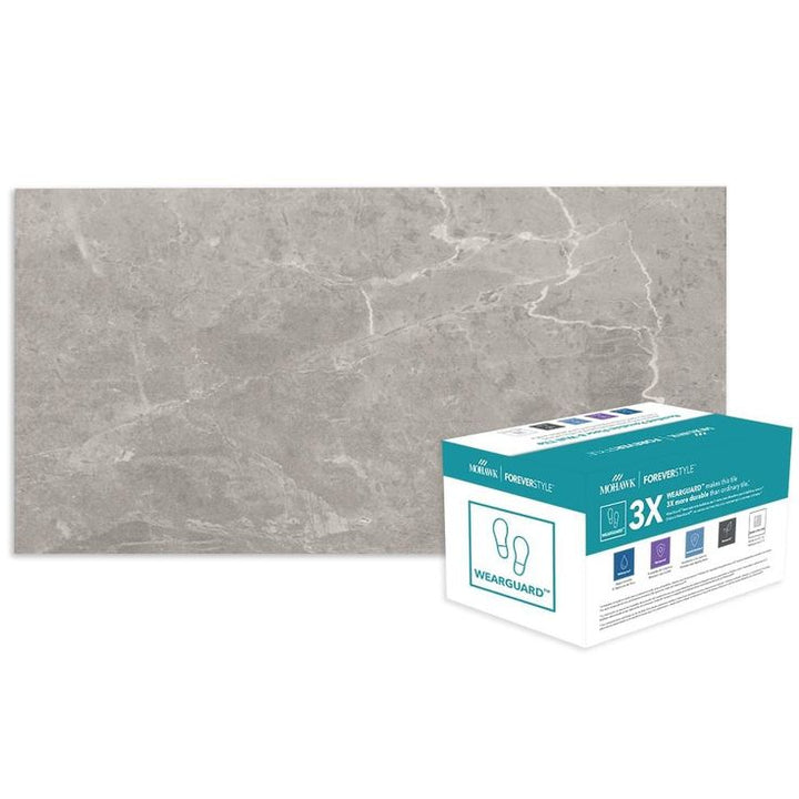 Mohawk ForeverStyle 16-Pack Gray Marble 6-in x 12-in Lappato Porcelain Marble Look Floor and Wall Tile
