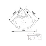 Sant'Angels 59 in. Acrylic Center Drain Corner Alcove Whirlpool Bathtub in White - Super Arbor