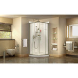 Prime 36 in. x 76-3/4 in. Semi-Frameless Corner Sliding Shower Enclosure in Brushed Nickel with Base and Backwalls