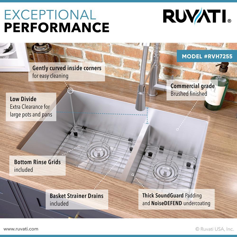 28 in. Low-Divide Double Bowl 60/40 Undermount Tight Radius 16-Gauge Stainless Steel Kitchen Sink - Super Arbor