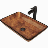 VIGO Glass Vessel Bathroom Sink in Russet and Niko Faucet Set in Antique Rubbed Bronze