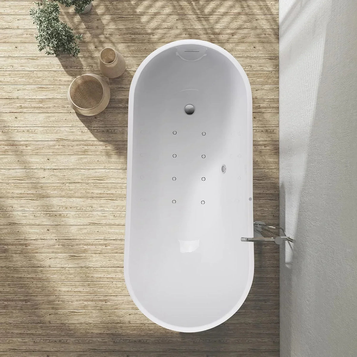 Vanity Art 67 in. Acrylic Flatbottom Freestanding Bathtub in Pure White