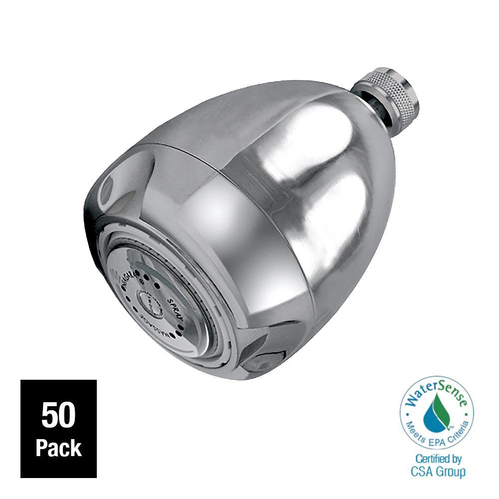 Earth 3-Spray 2.7 in. Single Wall Mount Fixed 1.25 GPM Shower Head in Chrome (50-Pack) - Super Arbor