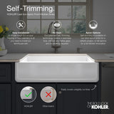 Whitehaven Farmhouse Apron Front Self-Trimming Cast Iron 30 in. Single Bowl Kitchen Sink in White - Super Arbor