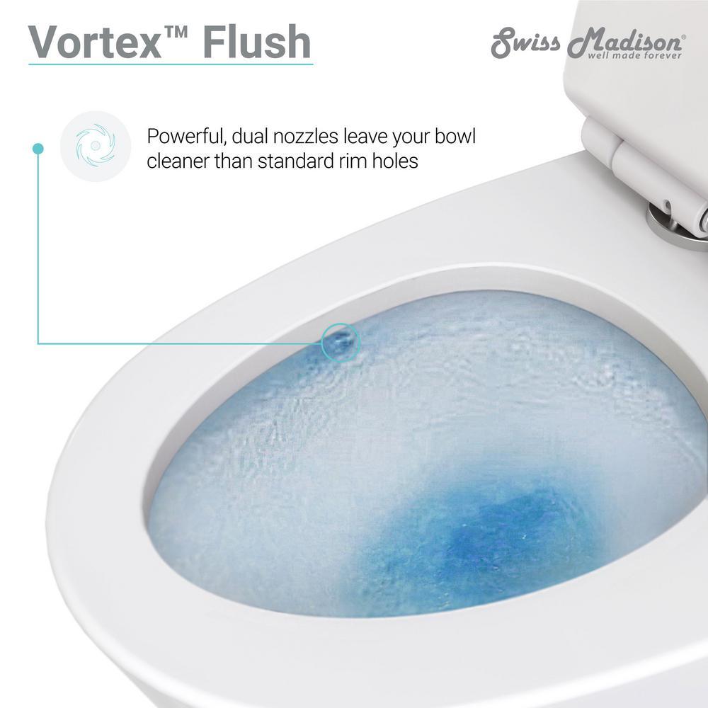 St. Tropez 1-Piece 0.8/1.28 GPF Dual Flush Elongated Toilet in White - Super Arbor