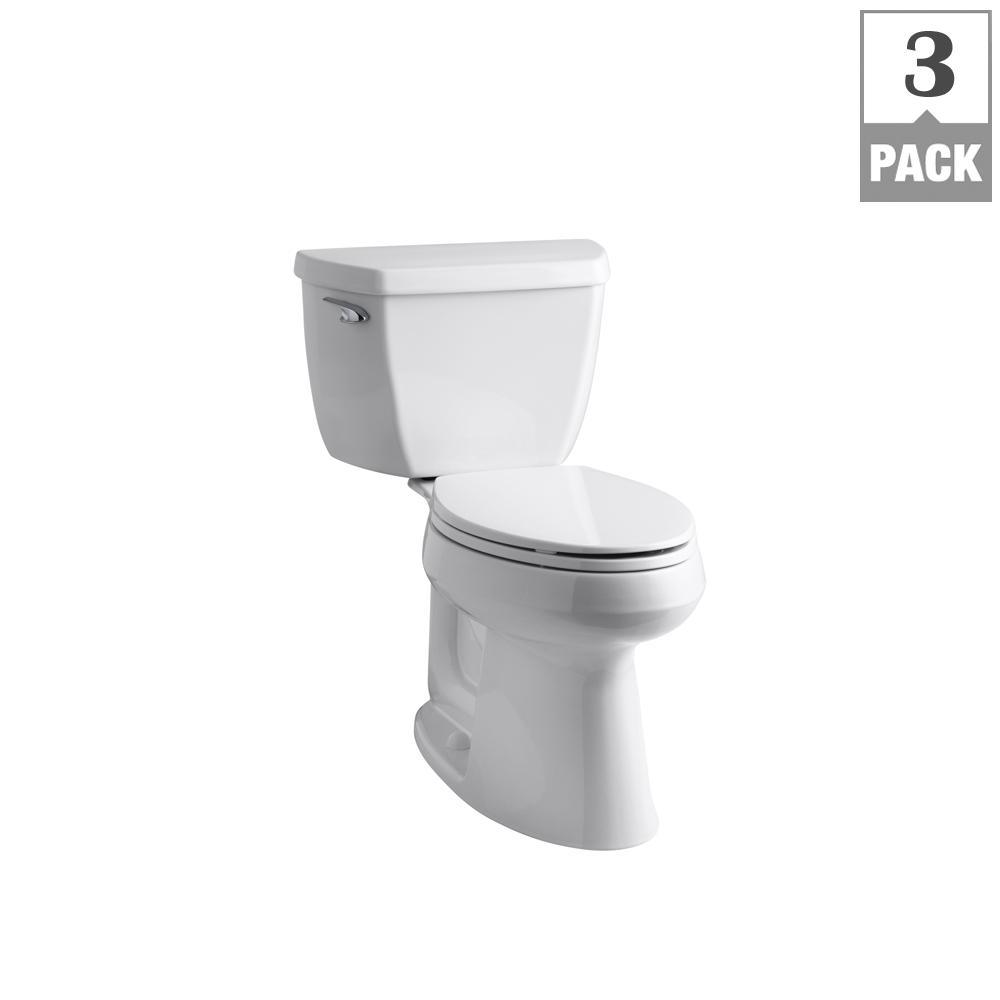 Highline 2-Piece Complete Solution 1.28 GPF Single Flush Elongated Toilet in White with Seat Included (3-Pack) - Super Arbor