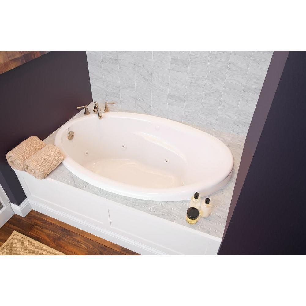Starla 60 in. Acrylic Reversible Drain Oval Drop-In Soaking Bathtub in White - Super Arbor
