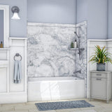 Elite 32 in. x 60 in. x 60 in. 9-Piece Easy Up Adhesive Tub Surround in Calacatta White - Super Arbor
